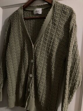 Wilfred from Aritzia small Sage Green Open-Knit Button Cardigan